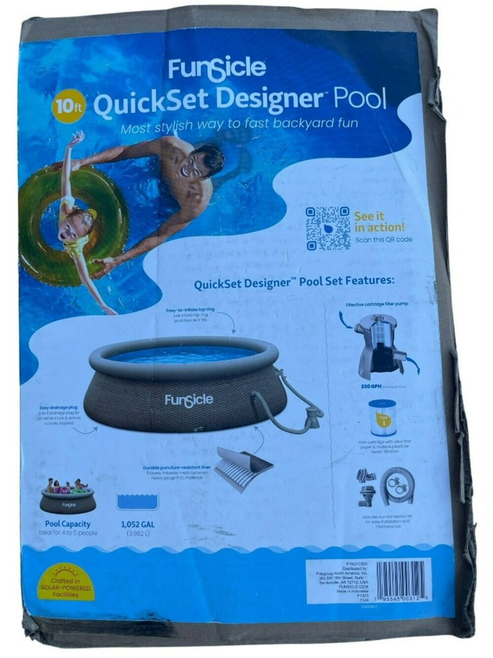 Funsicle 10ft QuickSet Designer Pool W/RX330 Filter Pump 1052 Gal 30'' Tall NEW - Picture 2 of 4